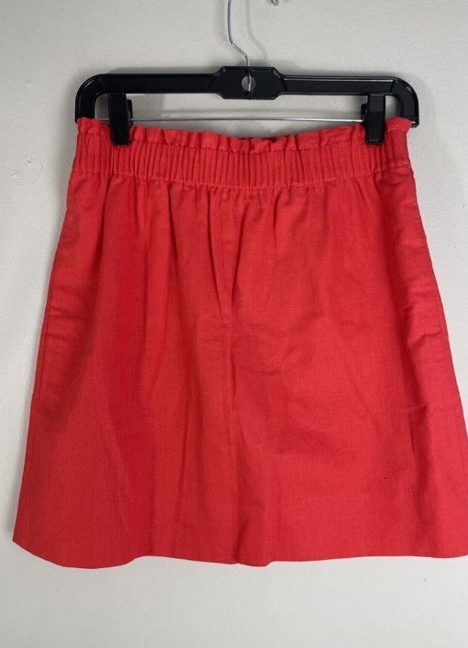 J. Crew Linen Blend Pull On Mini Skirt Womens Size 2 Reddish Orange Vacation